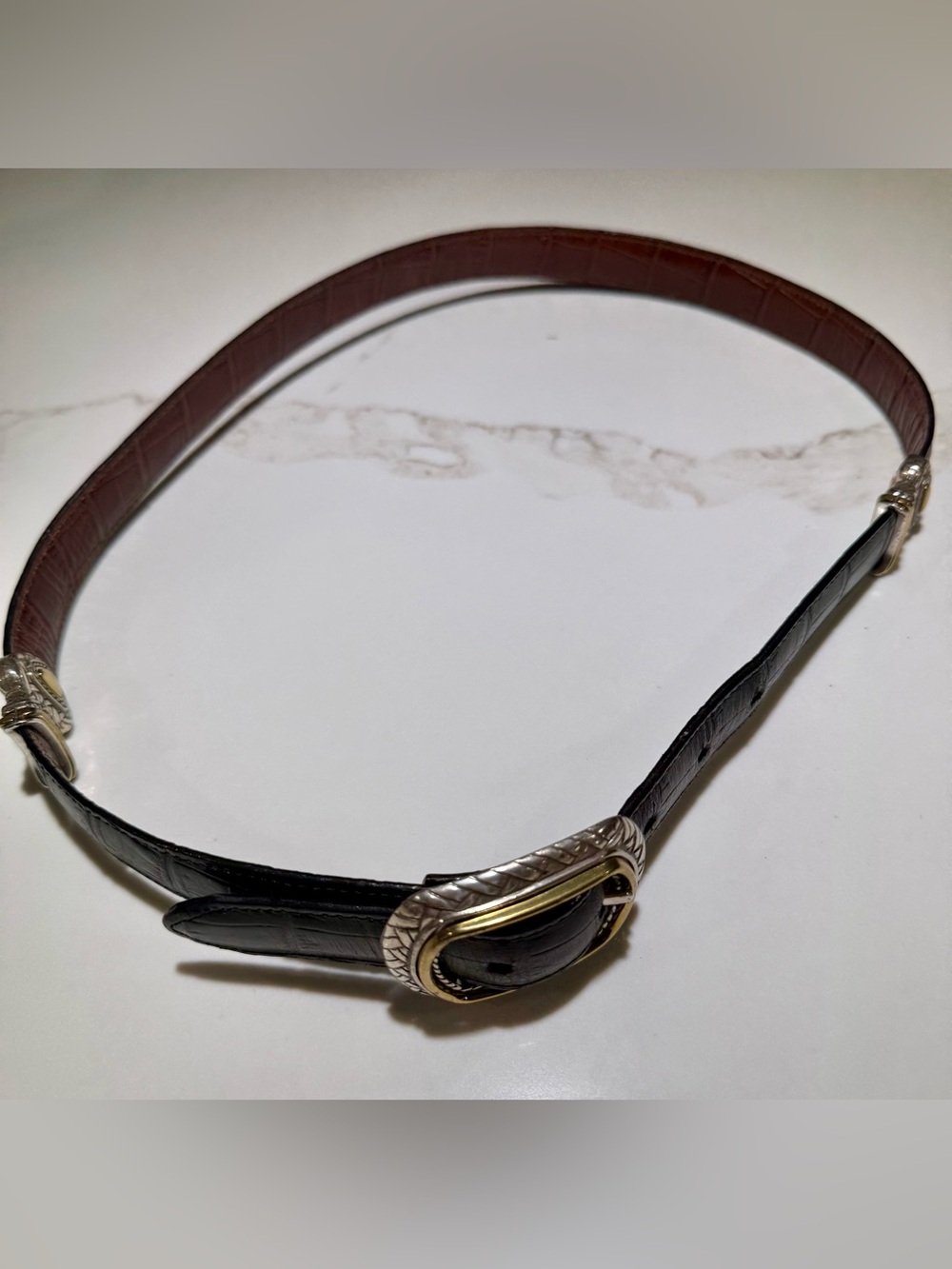 Brighton Reversible Leather Belt Silver/Gold-Toned Hardware, Black/Brown - Picture 8 of 9